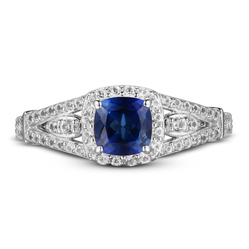 Blue & White Lab-Created Sapphire Promise Ring Sterling Silver