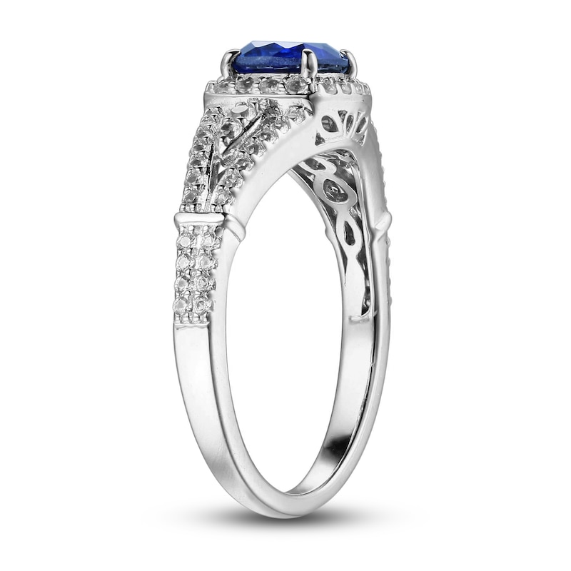 Blue & White Lab-Created Sapphire Promise Ring Sterling Silver