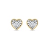 Thumbnail Image 1 of Round-Cut Diamond Solitaire Heart Frame Stud Earrings 1/8 ct tw 10K Yellow Gold (I/I3)