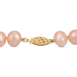 Details about  / 14K Chain Yellow Gold Necklace Pink Fresh Water Cultured Pearl Choker Necklace