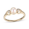 Thumbnail Image 0 of Cultured Pearl & Diamond Accent Heart Ring 10K Yellow Gold