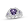 Thumbnail Image 0 of Amethyst & White Lab-Created Sapphire Heart Ring Sterling Silver