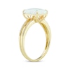 Thumbnail Image 1 of Emerald-Cut Lab-Created Opal & Round-Cut Diamond Ring 1/10 ct tw 10K Yellow Gold