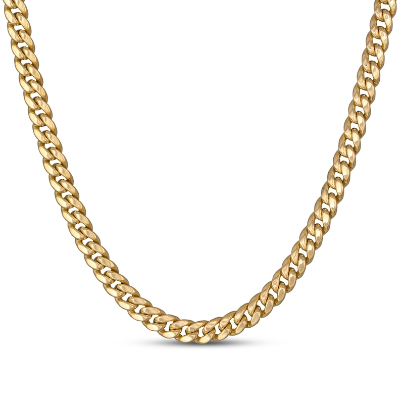 Hollow Cuban Chain Necklace 7.5mm 10K Yellow Gold 24"