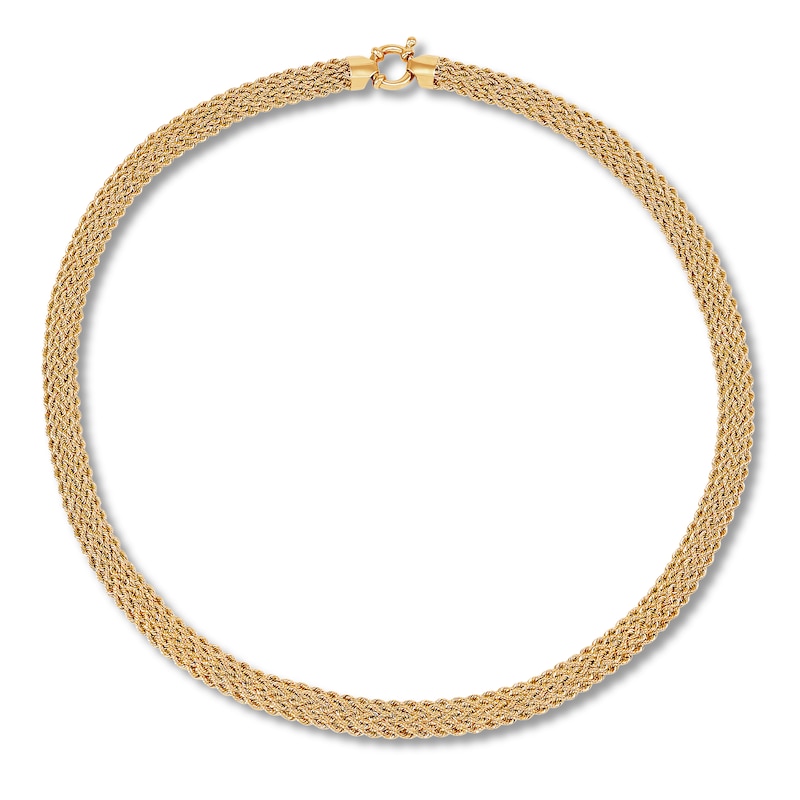 Five Row Hollow Rope Necklace 10K Yellow Gold 18"