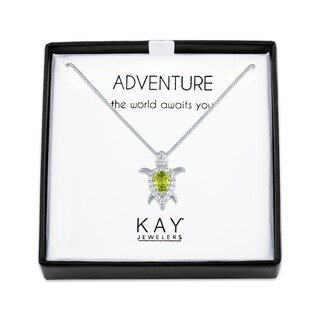 Genuine Peridot and Lab Diamond Silver Pear Halo Necklace main image 0