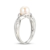 Thumbnail Image 1 of Cultured Pearl & White Lab-Created Sapphire Twist Shank Ring Sterling Silver