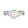 Thumbnail Image 2 of Cultured Pearl & White Lab-Created Sapphire Twist Shank Ring Sterling Silver