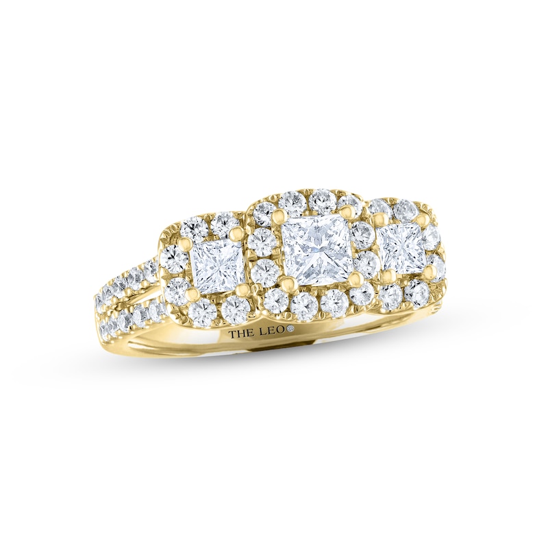 THE LEO Diamond Three-Stone Engagement Ring 1-1/3 ct tw Princess & Round-cut 14K Yellow Gold