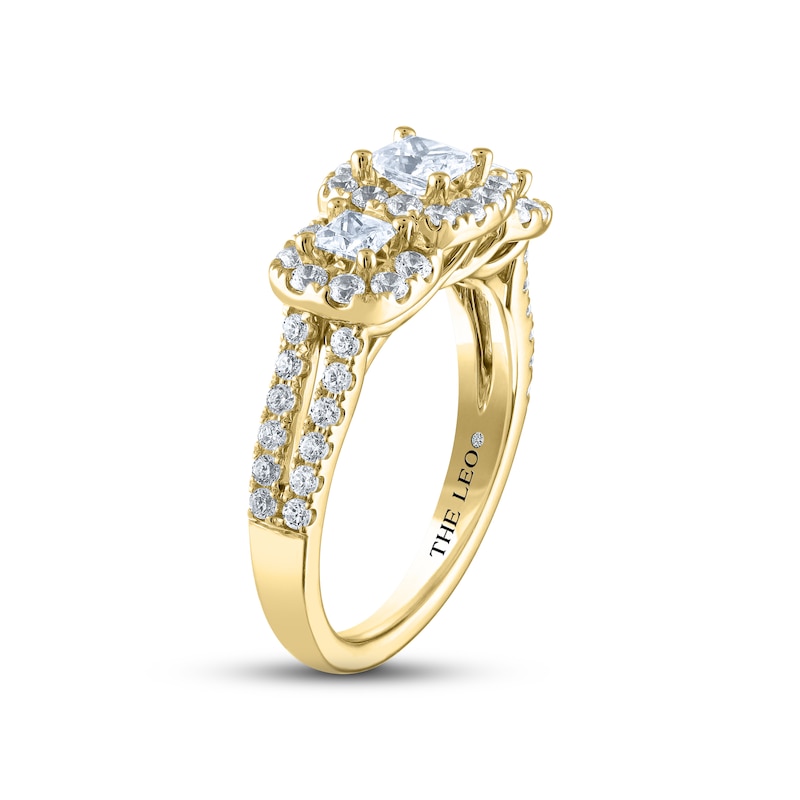 THE LEO Diamond Three-Stone Engagement Ring 1-1/3 ct tw Princess & Round-cut 14K Yellow Gold