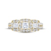 Thumbnail Image 2 of THE LEO Diamond Three-Stone Engagement Ring 1-1/3 ct tw Princess & Round-cut 14K Yellow Gold