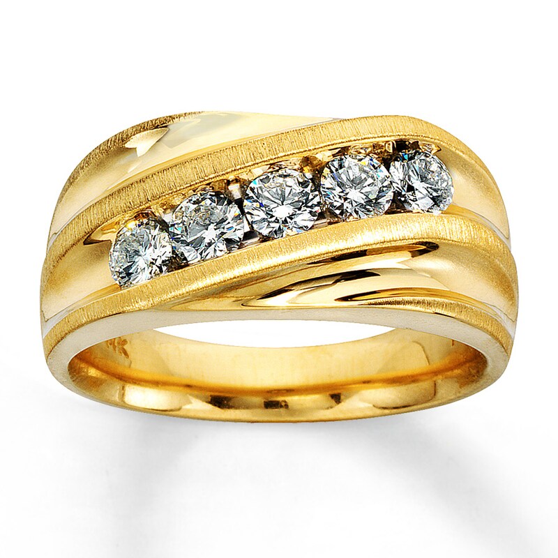Men's Diamond Band 1 ct tw Round-cut 14K Yellow Gold