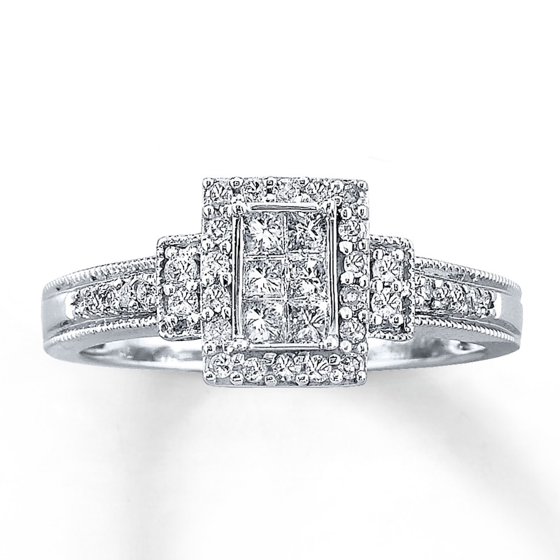 Main Image 1 of Diamond Ring 3/8 ct tw Princess-cut 10K White Gold