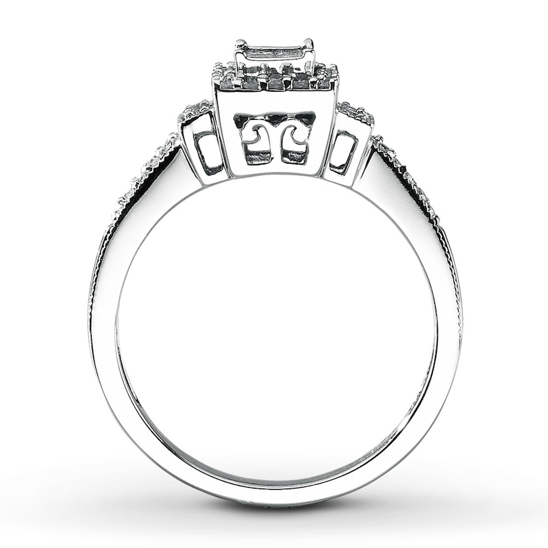 Main Image 2 of Diamond Ring 3/8 ct tw Princess-cut 10K White Gold
