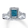 Thumbnail Image 1 of Blue Diamond Ring 1/2 ct tw Princess-cut 10K White Gold