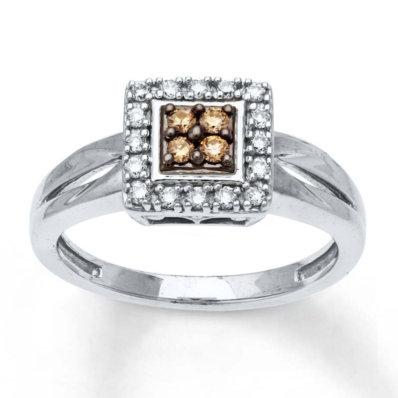 Main Image 1 of Brown Diamond Ring 1/4 ct tw Round-cut Sterling Silver
