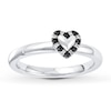 Stackable Ring Black & White Diamonds Sterling Silver