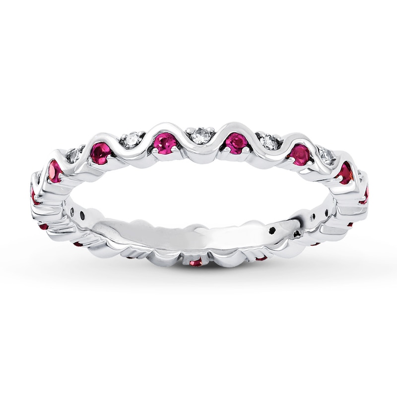 Lab-Created Ruby Ring 1/8 ct tw Diamonds Sterling Silver