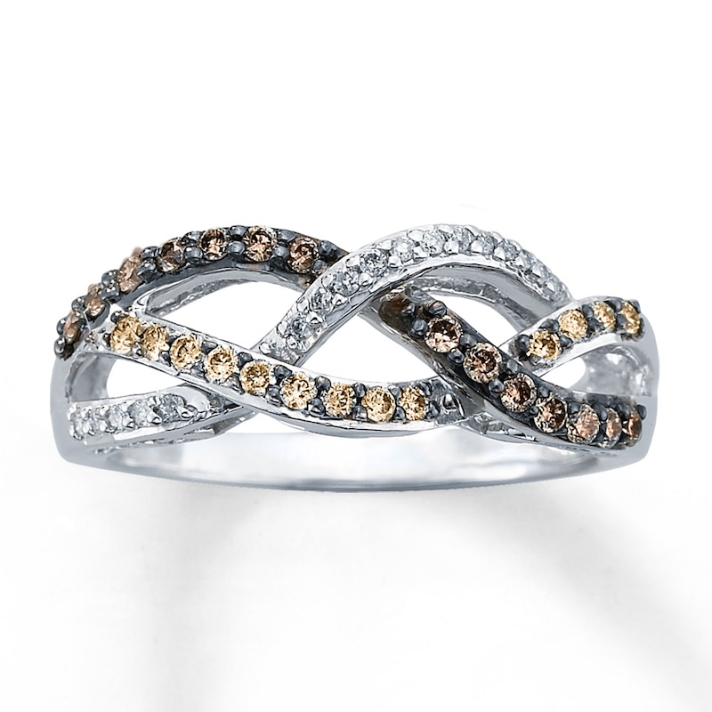 Main Image 1 of Brown Diamond Ring 1/3 ct tw Round-cut Sterling Silver