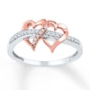 Diamond Heart Promise Ring 1/10 cttw Round-cut Sterling Silver/10K Gold