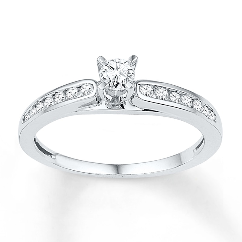 Diamond Promise Ring 1 3 Ct Tw Round Cut 10k White Gold Kay Outlet