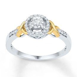 Diamond Promise Ring 1/6 carat tw Sterling Silver & 10K Yellow Gold