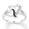 Thumbnail Image 0 of Black/White Diamond Heart Ring 1/20 ct tw Sterling Silver