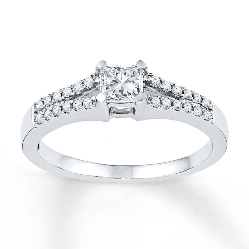 Diamond Engagement Ring 1/2 ct tw Princess-cut 10K White Gold