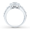 Diamond Ring 1/4 ct tw Princess/Round Sterling Silver