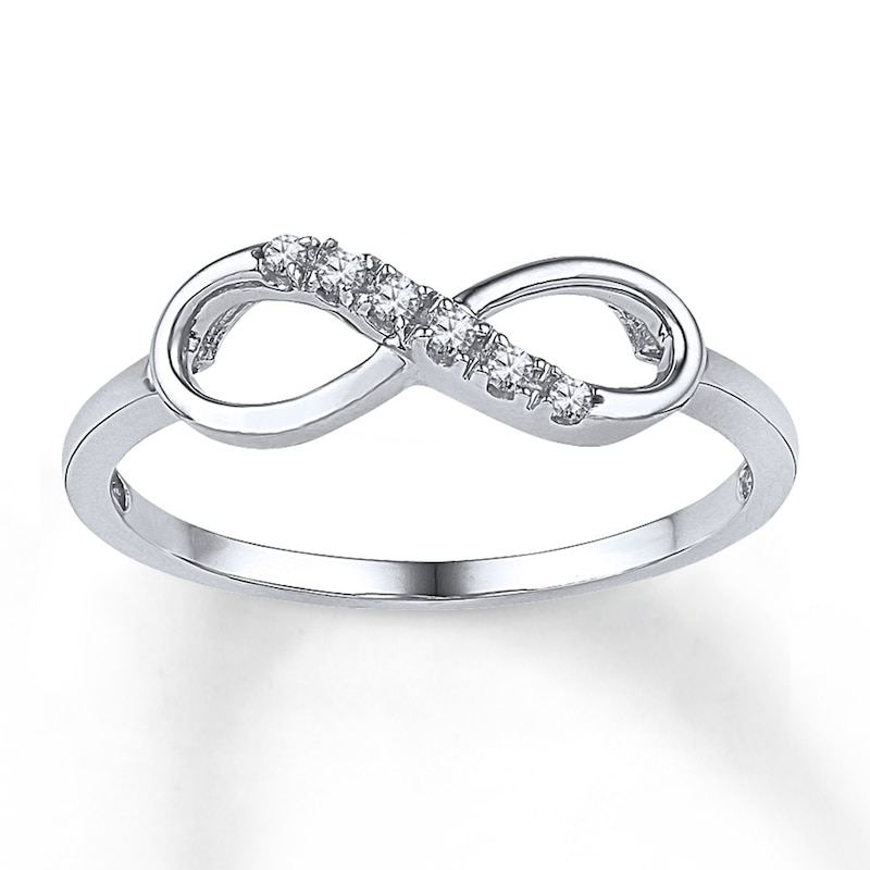 Diamond Infinity Ring 1 Ct Tw Round Cut 10k White Gold Kay Outlet