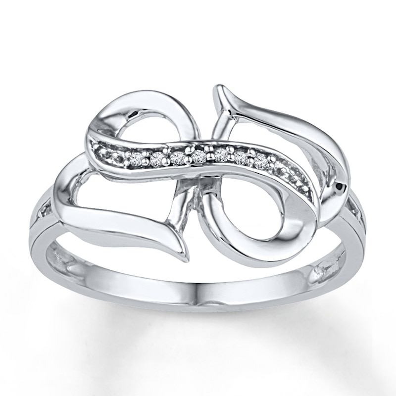 Heart/Infinity Ring Diamond Accents 10K White Gold