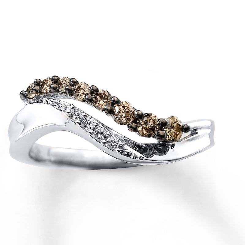 Main Image 1 of Brown Diamond Ring 1/3 ct tw Round-cut Sterling Silver