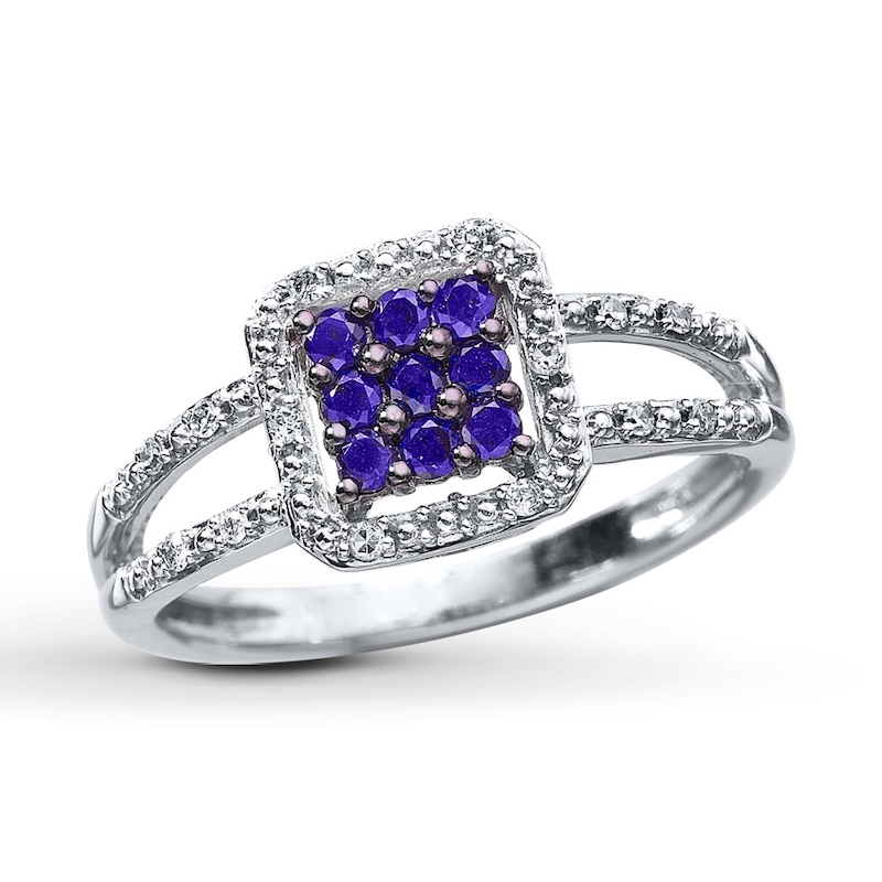 Main Image 1 of Purple/White Diamond Ring 1/4 ct tw 10K White Gold