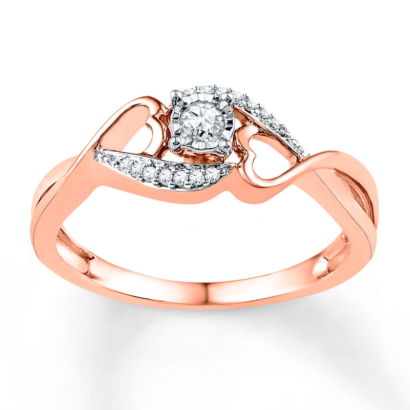 Diamond Promise Ring 1/8 ct tw Round-cut 10K Rose Gold