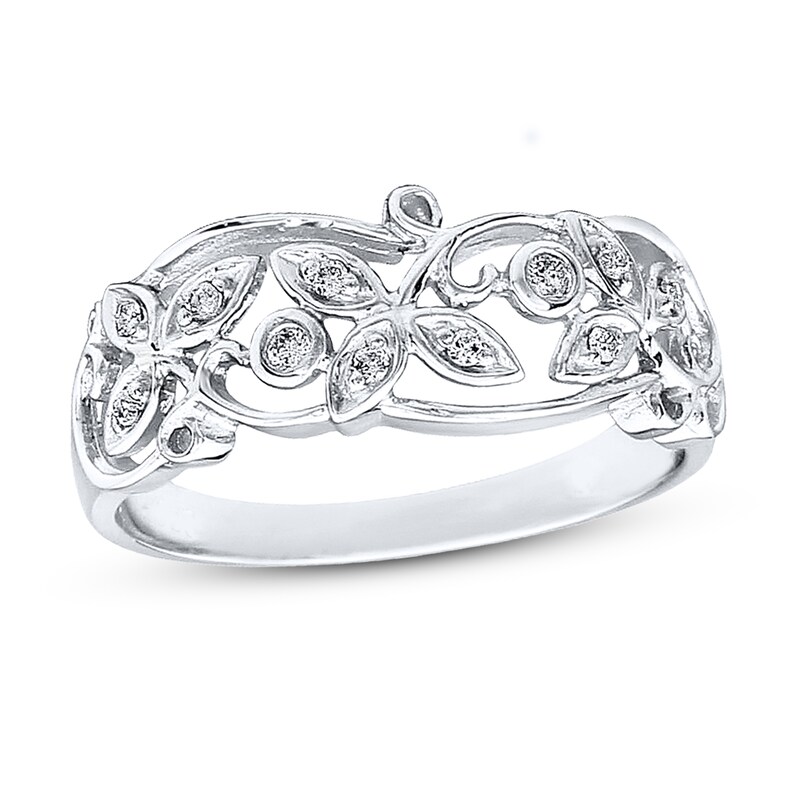 Diamond Leaf Ring 1 15 Ct Tw Round Cut Sterling Silver Kay Outlet