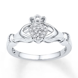 Claddagh Promise Ring 1/15 ct tw Diamonds Sterling Silver