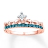 Thumbnail Image 0 of Blue & White Diamonds 1/10 ct tw 10K Rose Gold Crown Ring