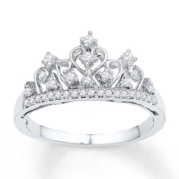 Crown Ring 1/5 ct tw Diamonds Sterling Silver