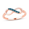 Infinity Symbol Ring 1/20 ct tw Blue Diamonds 10K Rose Gold