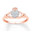 Diamond Claddagh Ring 1/10 ct tw Round-cut 10K Rose Gold