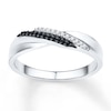 Black Diamond Ring 1/10 ct tw Round-cut Sterling Silver