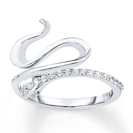 Snake Ring 1/5 ct tw Diamonds 10K White Gold