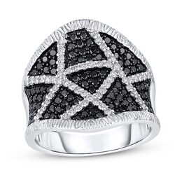Black & White Diamonds 1 ct tw Round-cut 14K White Gold Ring