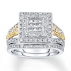 Thumbnail Image 0 of Diamond Ring 5/8 ct tw Princess/Round 14K Two-Tone Gold