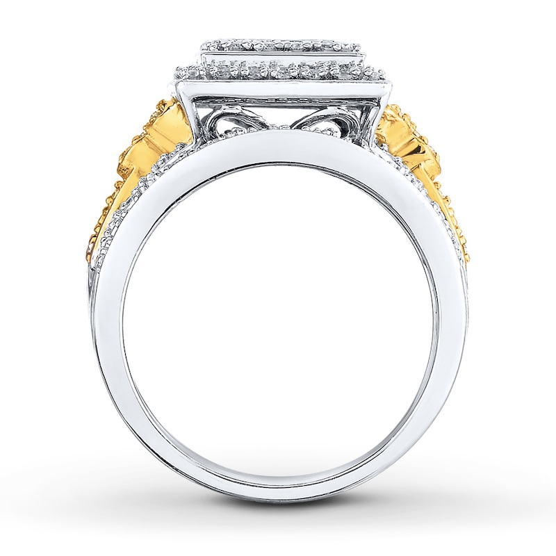 Diamond Ring 5/8 ct tw Princess/Round 14K Two-Tone Gold