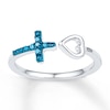 Thumbnail Image 0 of Midi Cross Ring Blue Diamond Accents Sterling Silver