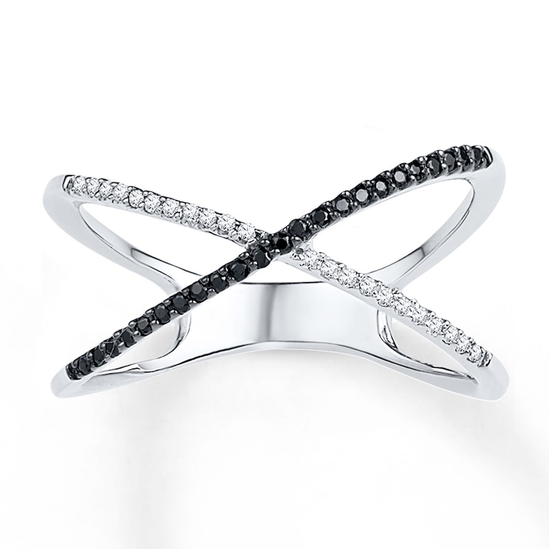 Black & White Diamonds 1/6 ct tw Round-cut 10K White Gold Ring