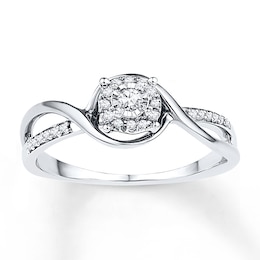 Diamond Promise Ring 1/8 ct tw Round-cut Sterling Silver Ring