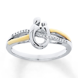 Mother & Child Promise Ring 1/20 cttw Diamonds Sterling Silver & 10K Yellow Gold