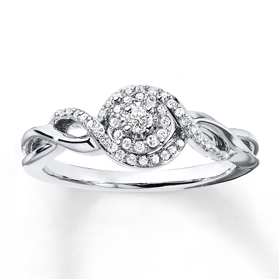 Diamond Ring 1/5 ct tw Round-cut 10K White Gold